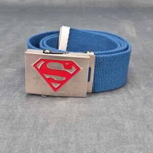 DC Comics Superman Blue Canvas Belt With Slider Buckle Bioworld Mens 47"